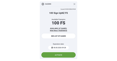 Redeem the 100 free spins