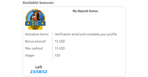 Activate the no deposit bonus Activate the no deposit bonus